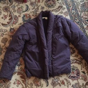 Purple coat with front buckle